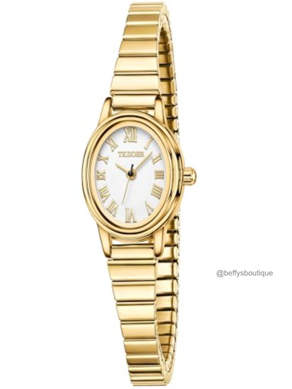 Small Gold Watches for Women Easy to Read Dial Ladies Analog Watch Oval Case